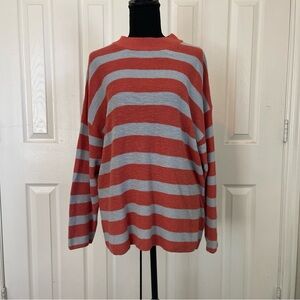 Free People Beach Malibu Sweater Striped Long Sleeve Size XS color Red Pear
